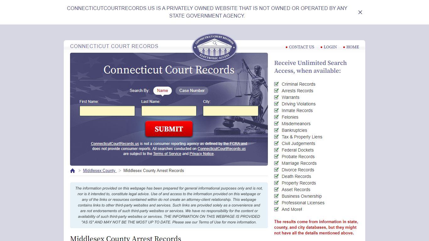 Middlesex County Arrest Records | ConnecticutCourtRecords.us